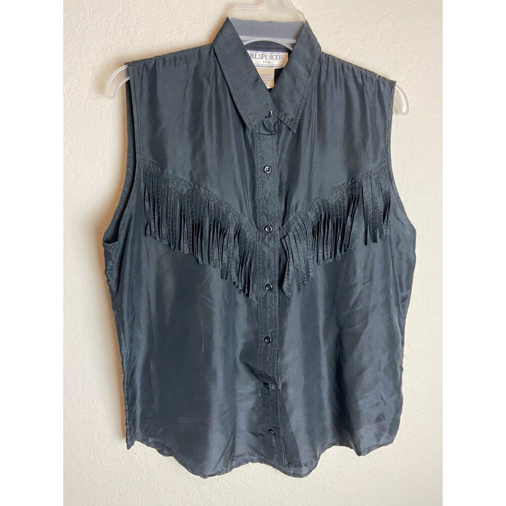 H.L. Spencer LTD. Womens Rodeo Top Fringe Teal Red Black Size M Silk - Lot of 3